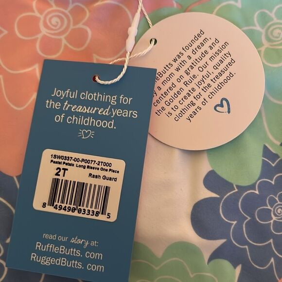 SOLd RuffleButts Baby UPF50+ Floral Printed Long Sleeve One Rash Guard, 2T, NWT - Picture 10 of 10